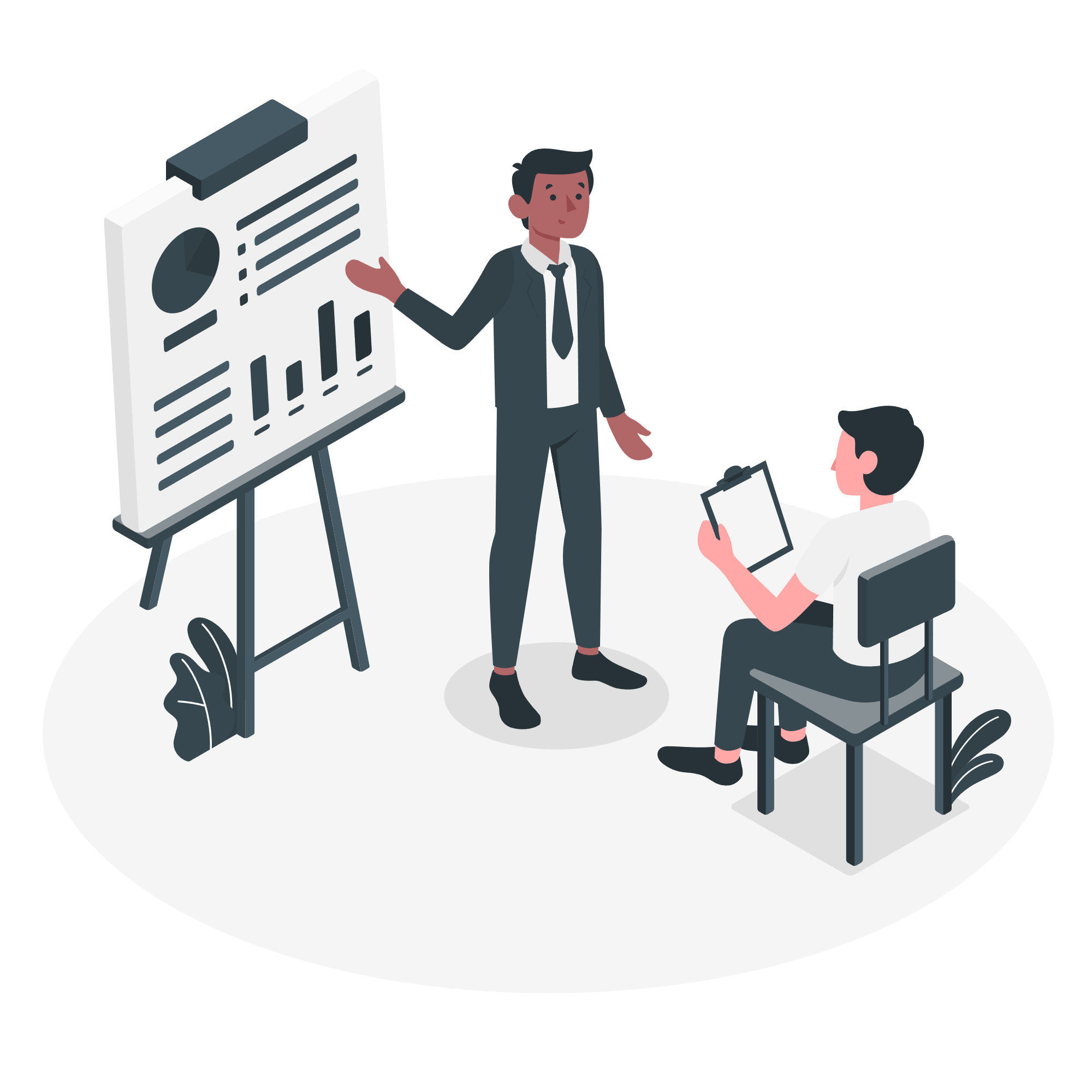A man presenting expert SEO consulting services to his client