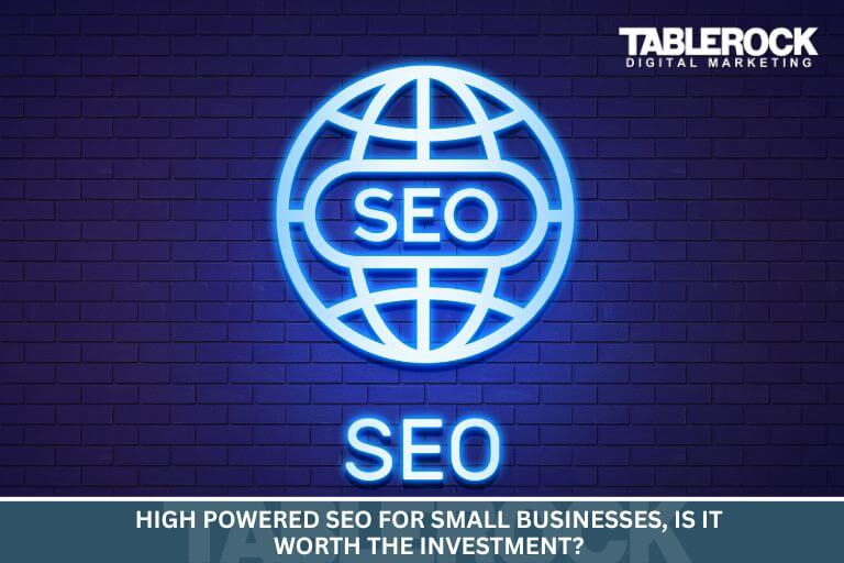 A neon sign showing SEO for Small Businesses