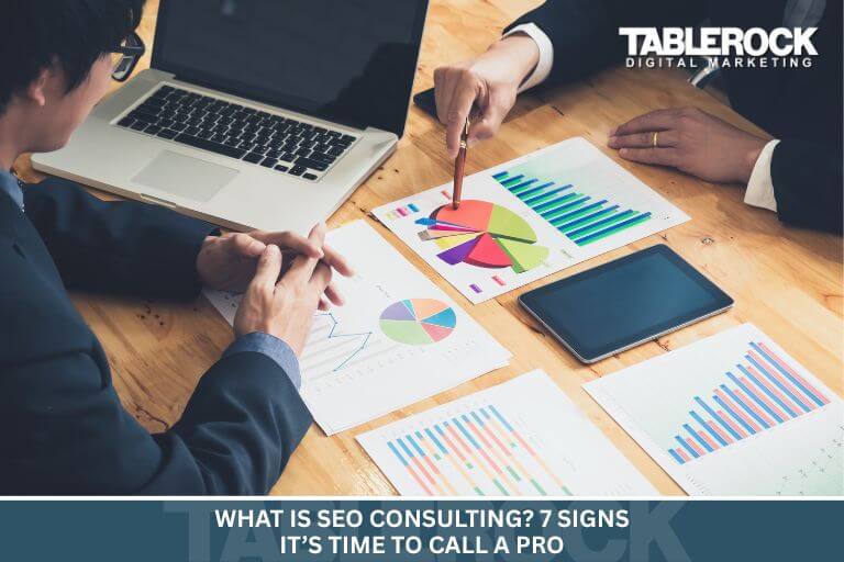 A man at a laptop answering the question: What is SEO Consulting?